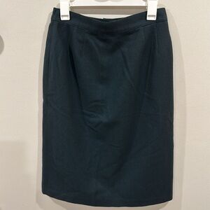 Vintage Women’s Elegant 100% Wool Midi Skirt Pencil Skirt Dark Green Size 12